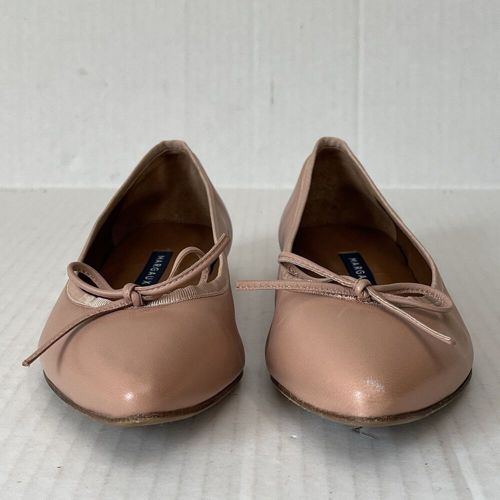 Margaux The Pointe Nude Leather Pointed Toe Ballet Flats Bow Preppy EU 36.5 US 6 - Picture 9 of 16